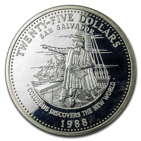 1988 Bahamas Silver $25 Proof Columbus 1988 Bahamas Silver $25 Proof Columbus